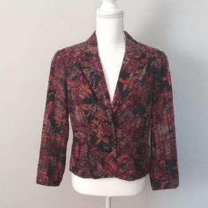 Coldwater Creek Red & Black Plaid/ Floral Jacket